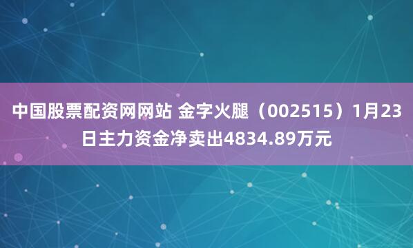 中国股票配资网网站 金字火腿（002515）1月23日主力资金净卖出4834.89万元